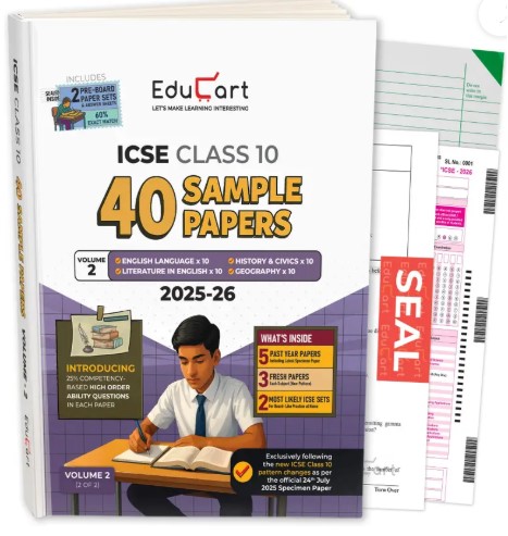 Educart ICSE Sample Paper Class 10 2026 (Volume 2) – History & Civics, Geography, English Language and Literature in English Books for 2025-26 Board Exam